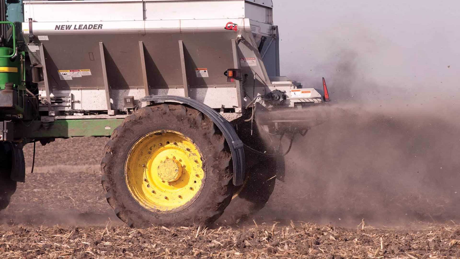 truck spreading fertilizer