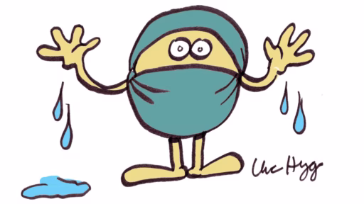 cartoon of a soybean in scrubs