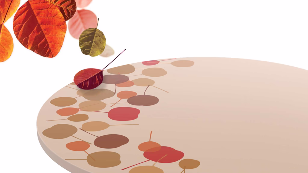 table with leaf pattern made of recycled plastic