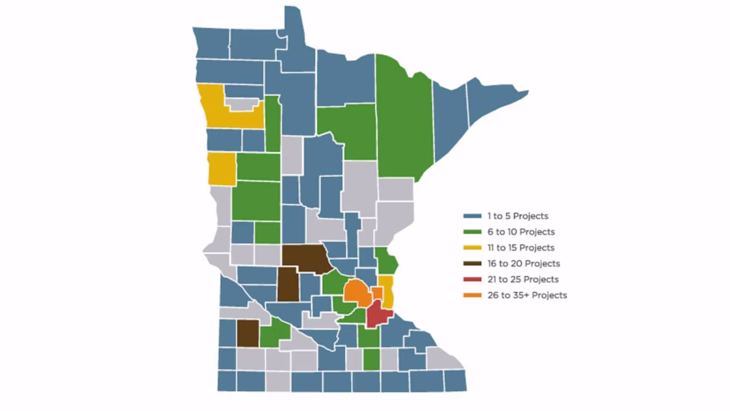 auri client project map illustration by location in Minnesota