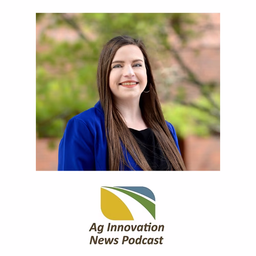 Photo of Laura Bachmeier and AURI podcast logo
