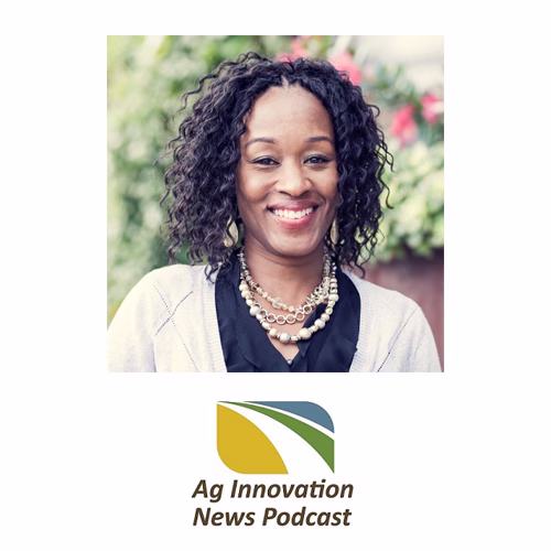 Photo of Junita Flowers and AURI podcast logo.
