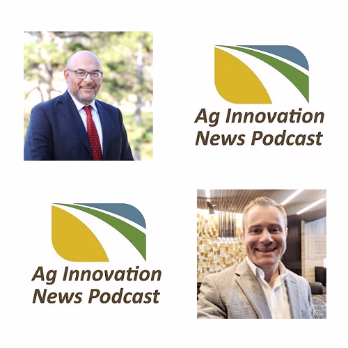 Photos of Luca Zullo and Mike Jensen with AURI podcast logo