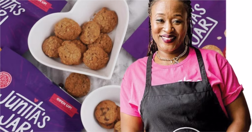 Photo of Junita Flowers and her homemade cookies