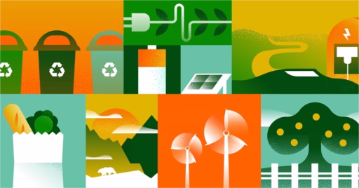 Graphic depicting green energy and recycling
